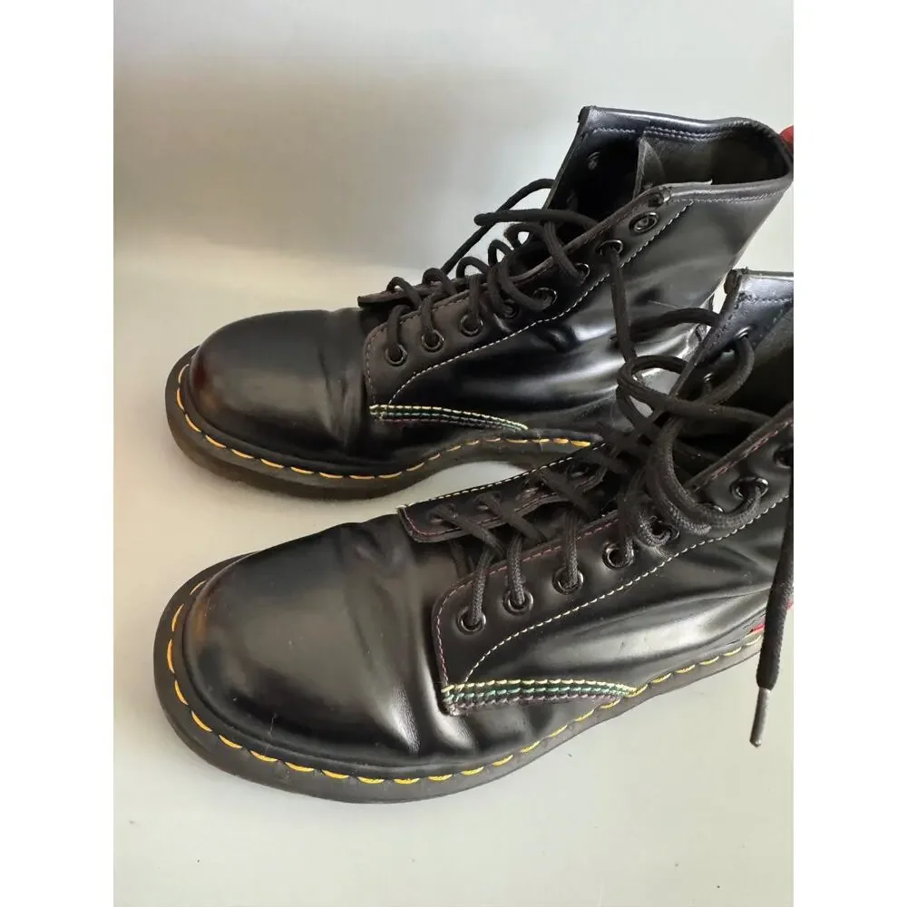 Dr. Martens 1460 Pride Rainbow Stitch Black Leather Combat Boots Women 8 Men 7 - Picture 3 of 14